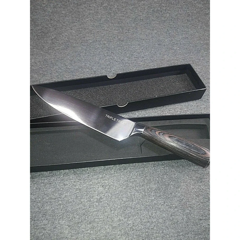 Triple Tree Premium High Carbon Stainless Steel 8 Inch Chef Knife Wooden Grip